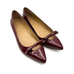 Talbots Moni Patent Leather Point Toe Heeled Flat Dark Candy Apple Red 9